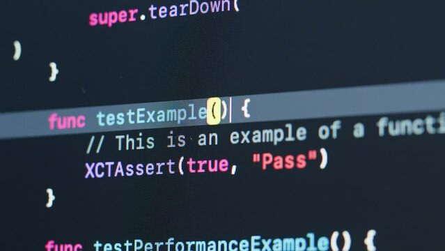 Coding UX UI script text on screen, HTML5 in editor for website development, Close up Macro of Programming code software developer. 