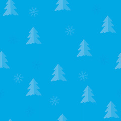 Obraz premium Seamless pattern with colorful Christmas trees on green background. Vector graphic.