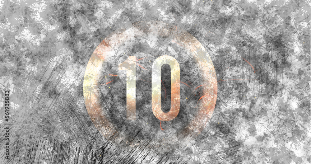 Poster image of number 10 in circle on grey distressed background