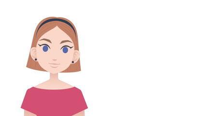 Image of pictogram of woman in pink dress with copy space on white background