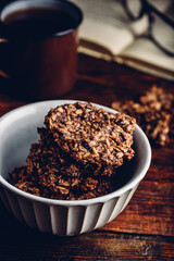 Banana oatmeal cookies with coffee