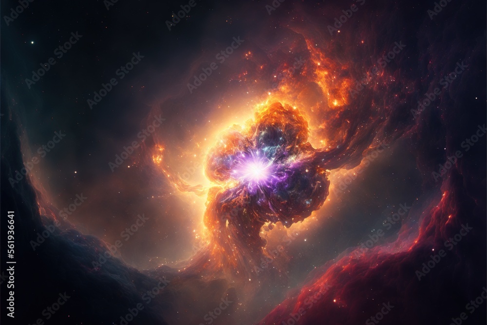 Wall mural nebula and galaxies in the deep space. abstract cosmos univese background