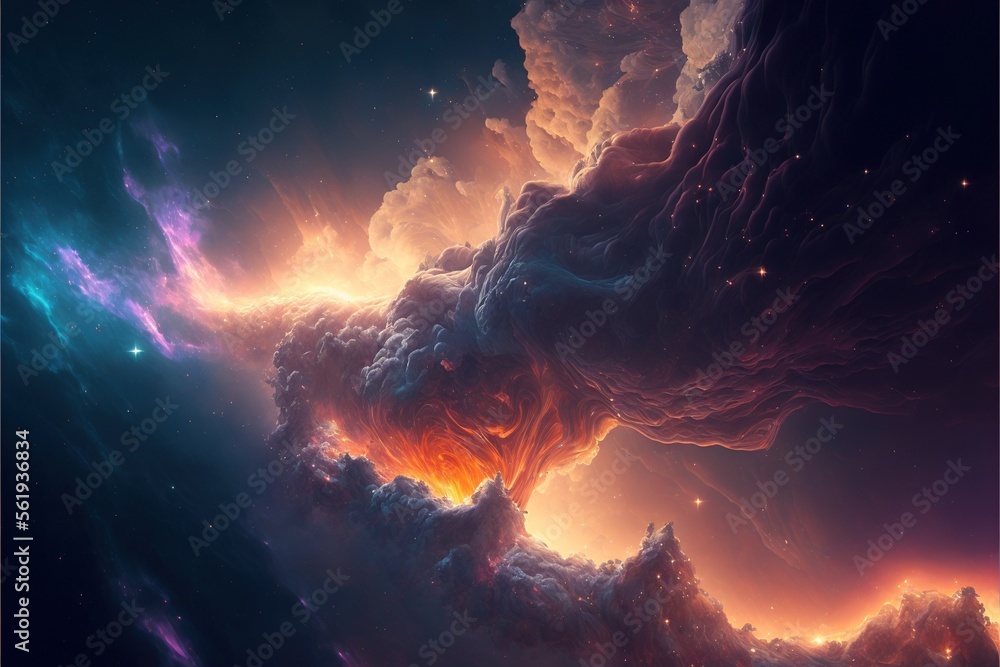 Wall mural nebula and galaxies in the deep space. abstract cosmos univese background