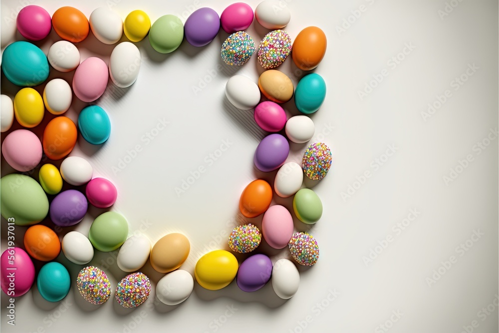 Poster a letter made out of colorful candies and sprinkles on a white background with a white background be