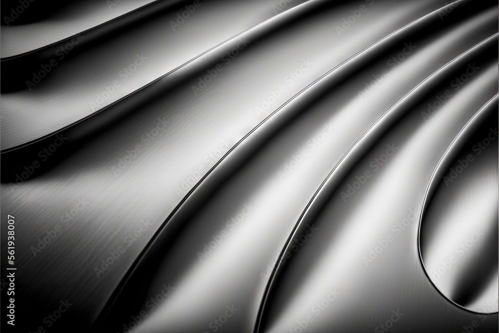 Aufkleber a black and white photo of a metal surface with curves and curves in the center of the image, with a