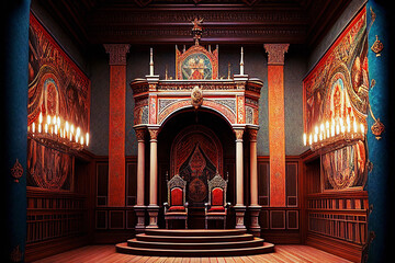 Obraz premium Royal Throne Room - Generative Ai