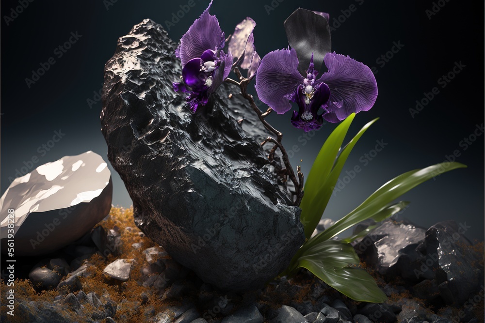 Poster a rock with a flower and a rock on it with a rock and a flower on it with a rock and a flower on top