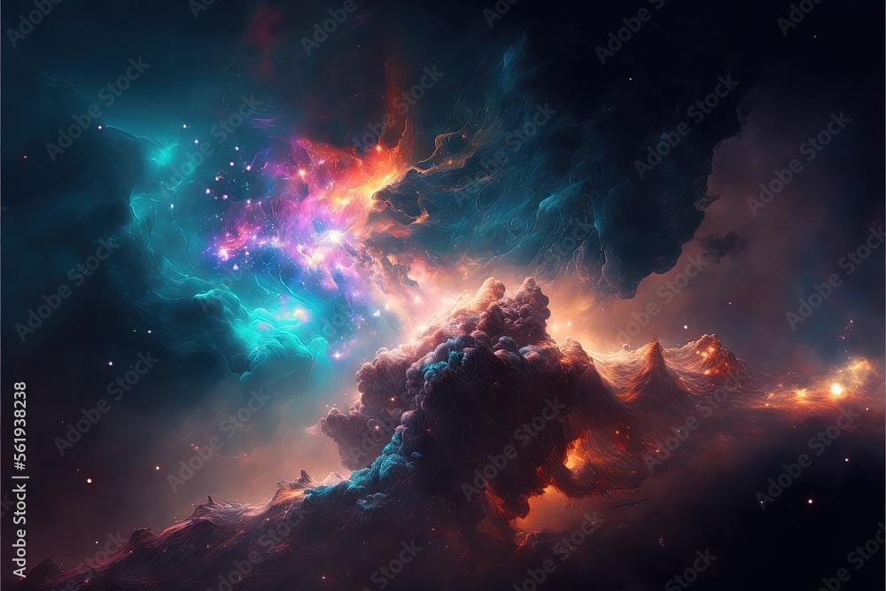 Wall mural nebula and galaxies in the deep space. abstract cosmos univese background