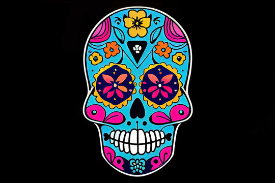 Generative AI Sugar Skull (Calavera) to celebrate Mexico's Day of the Dead (Dia de Los Muertos)	
