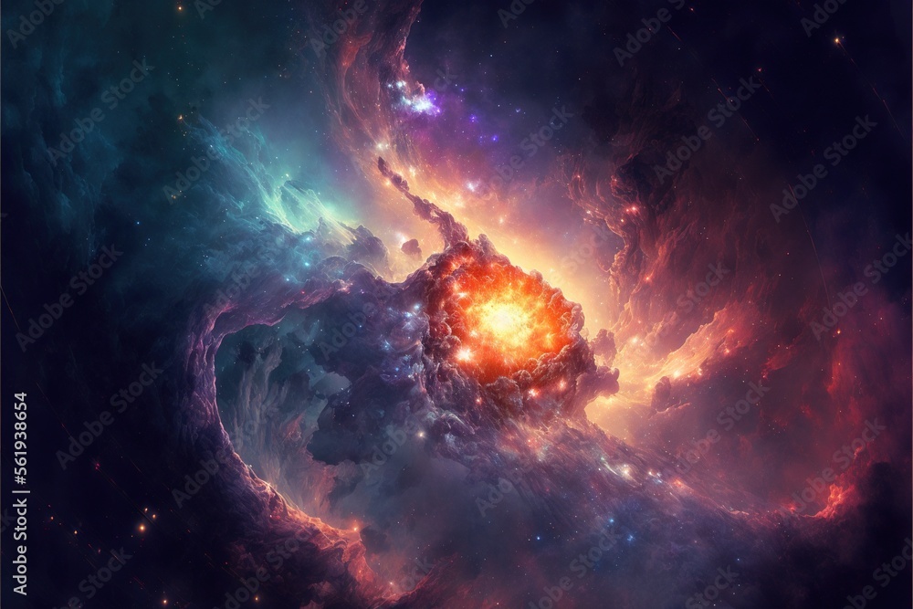 Wall mural nebula and galaxies in the deep space. abstract cosmos univese background