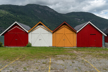 Fischerhütten am Lustrafjord, Norwegen