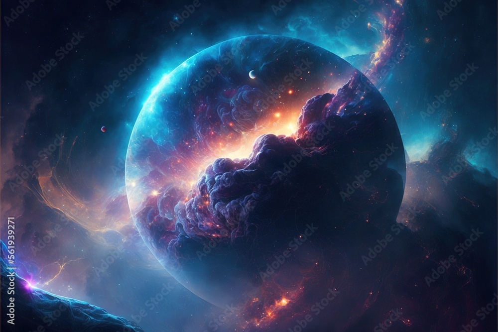 Wall mural nebula and galaxies in the deep space. abstract cosmos univese background