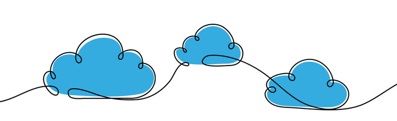 Continuous one line drawing. Cloud on white background. Vector illustration