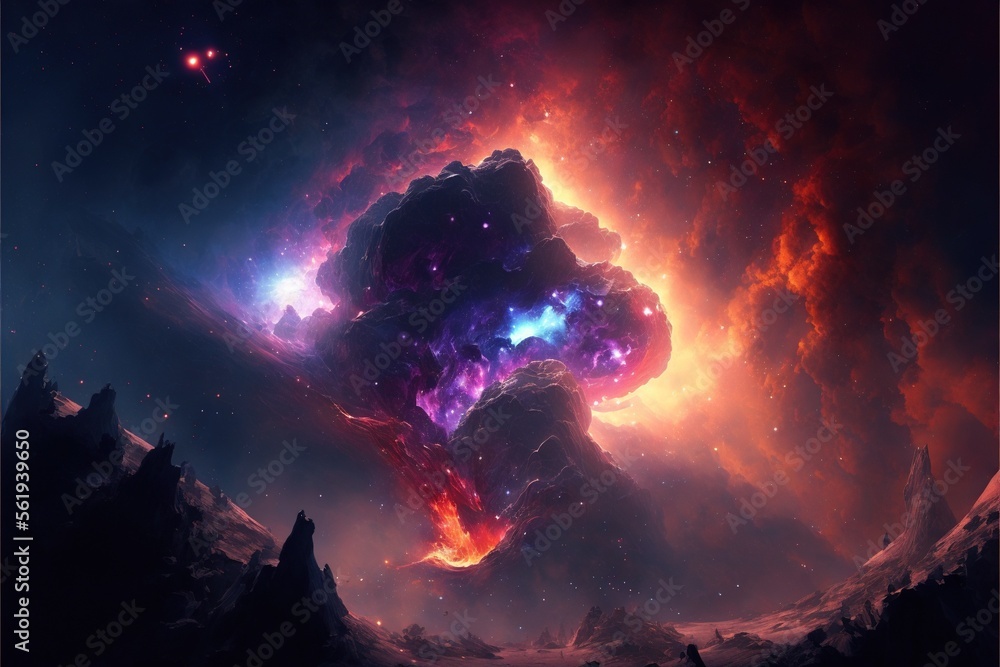 Wall mural nebula and galaxies in the deep space. abstract cosmos univese background