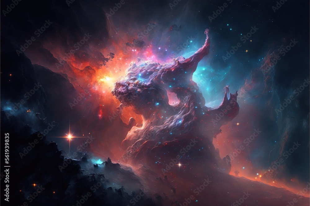 Wall mural nebula and galaxies in the deep space. abstract cosmos univese background