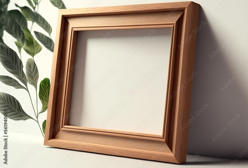 Poster a picture frame with a plant in the corner of it and a picture of a plant in the corner of the frame