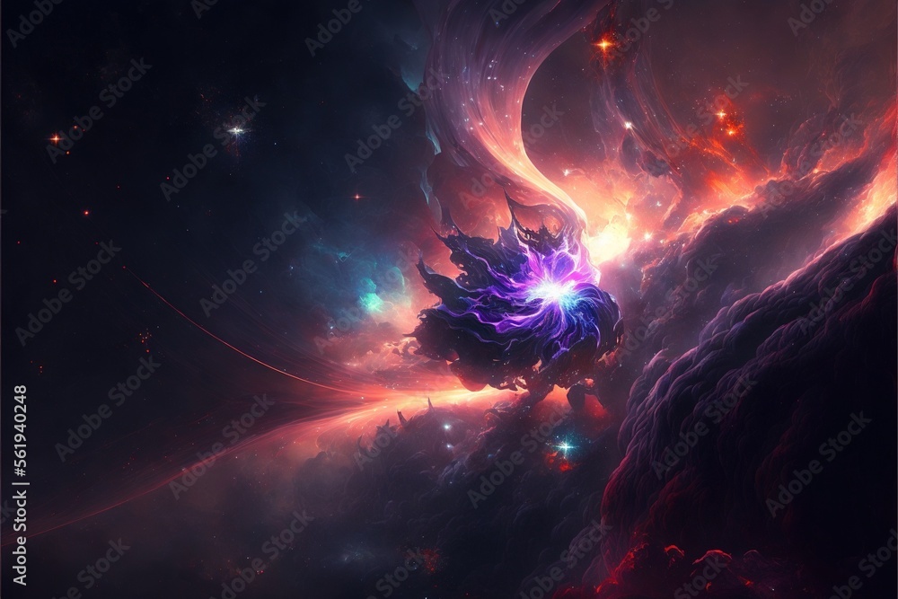 Wall mural nebula and galaxies in the deep space. abstract cosmos univese background