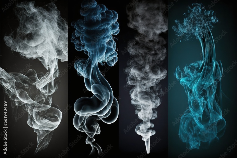 Poster a set of smokes on a black background photo of smokes on a black background photo of smokes on a bla