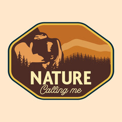 Mountain Outdoor Adventure Emblem Patch Logo Poster Label Vector Illustration Retro Vintage Badge Sticker And T-shirt Design