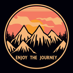 Mountain Outdoor Adventure Emblem Patch Logo Poster Label Vector Illustration Retro Vintage Badge Sticker And T-shirt Design