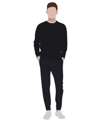 Stylish guy in fashionable and modern clothes on a white background. Vector illustration in flat style