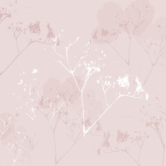 Delicate vector pattern with wild flowers, herbs botanicals. 