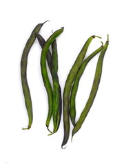bunch of green beens isolated on white