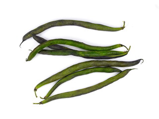 bunch of green beens isolated on white
