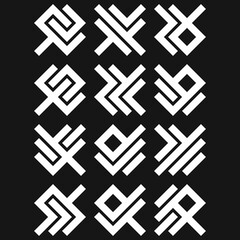 Obraz premium Asemic Glyph writing hieroglyph imitation abstract illustration