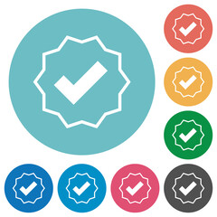 Verified sticker outline flat round icons