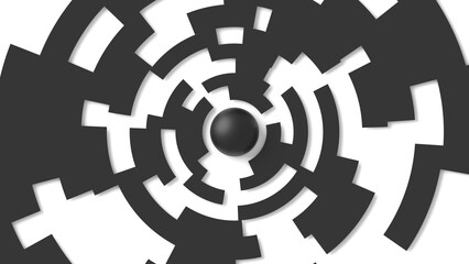 3d illustration abstract contemporary geometry loop background. conceptual minimal rotation black and white