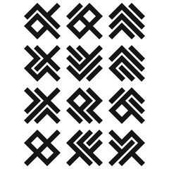 Obraz premium Asemic Glyph writing hieroglyph imitation abstract illustration