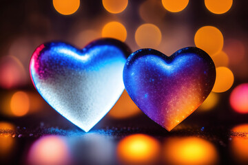 Fototapeta premium Generative AI: blue hearts Valentine's Day background Banner