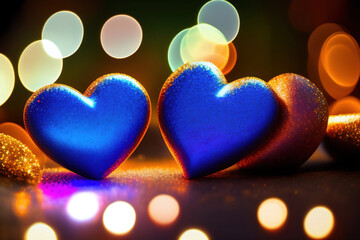 Naklejka premium Generative AI: blue hearts Valentine's Day background Banner