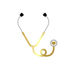 gold stethoscope heart medical icon