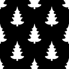 Obraz premium Seamless vector. Fir-tree background. New Year wallpaper. Christmas tree motif. Pines pattern. Holidays ornament. Winter pine trees image. Xmas illustration. Floral backdrop. Textile print design