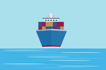 A cargo ship is sailing on the sea with containers of cargo in the ocean
