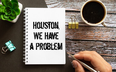 Houston we have a problem light box sign board on wooden table