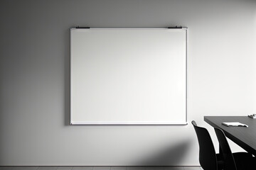 Conference room wall with whiteboard. Copy space available. Generative AI