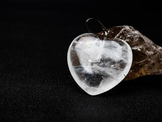 White transparent cryatal heart shaped pendant