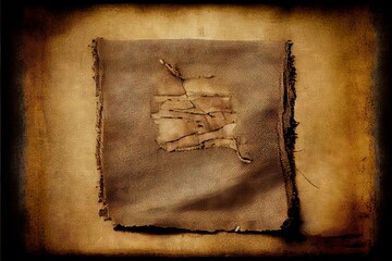 Old fabric with one patche texture. AI generated art illustration.	
