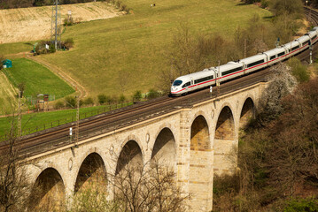 High speed train crossing the Altenbeken Viaduct, a 482 meters long and up to 35 meters high...