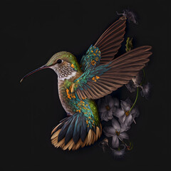 Obraz premium Embroidered Humming Bird