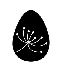 Black egg silhouette. Flora or fauna, plant and flower. Botany and floristry. Symbol of spring season. Easter, traditions and culture. Poster or banner for website. Cartoon flat vector illustration