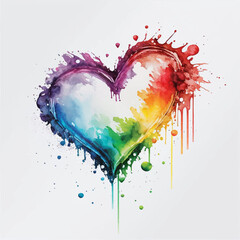 watercolor rainbow heart illustration