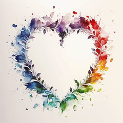Fototapeta na wymiar watercolor rainbow heart illustration