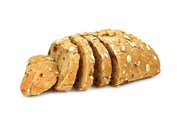 multi - grain bread isolated on white background.