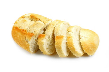 White bread sliced isolated on white background.