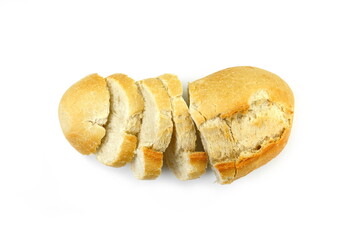 White bread sliced isolated on white background.