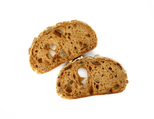  Slices of multi Grain brown Bread isolated on white Background 